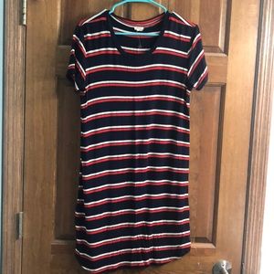 Navy, White, and Red Strip Dress